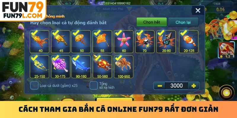 Cách tham gia bắn cá online FUN79 rất đơn giản