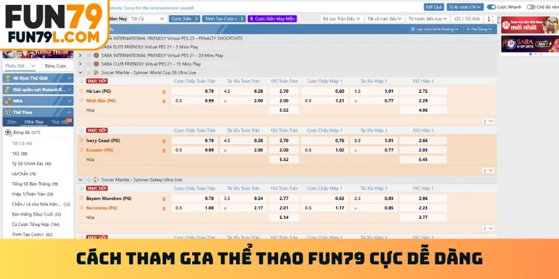 Cách tham gia thể thao FUN79 cực dễ dàng