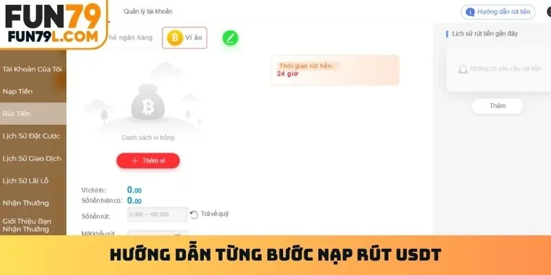 Hướng dẫn từng bước nạp rút USDT