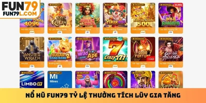Nổ hũ Fun79 tỷ lệ thưởng tích lũy gia tăng